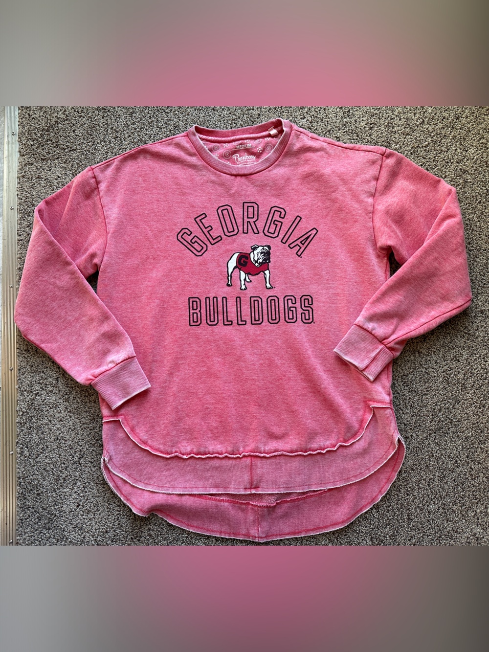 Pressbox Red Georgia Bulldog Long sleeve Poncho Crewneck Sweatshirt Casual